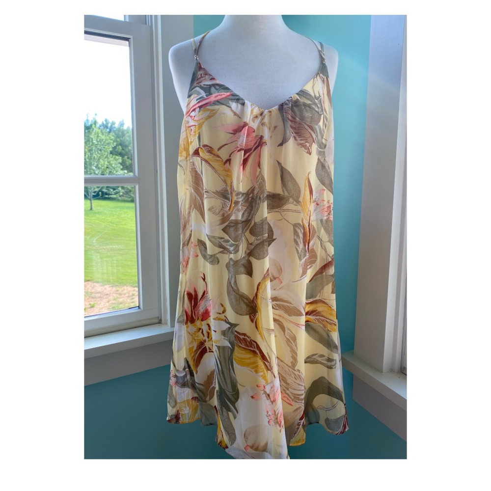 WHITE HOUSE BLACK MARKET YELLOW FLORAL SLIP DRESS